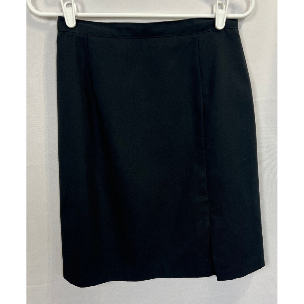 Briggs New York Black Pencil Skirt Front Slit Made in USA Size 8 Minimalist